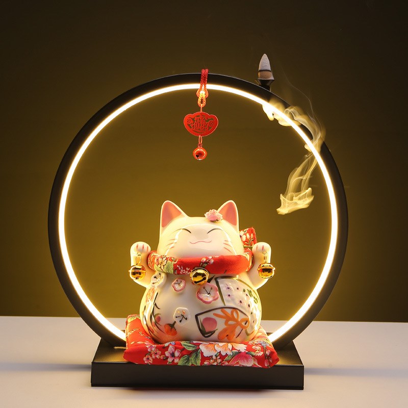 招财猫摆件店铺开业礼品收银台自动招手摇手陶瓷存钱储蓄罐发财猫