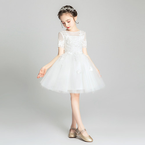 儿童礼服公主裙婚纱蓬蓬小花童洋气模特走秀演出服白纱裙女晚礼服