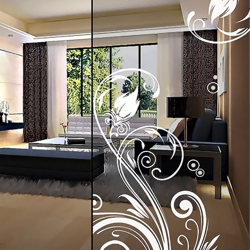 定制艺术玻璃钢化透明底双面玄关屏风隔断亮底雕花雕刻无色欧式藤