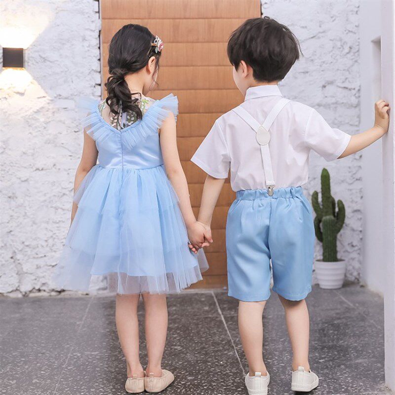 六一儿童节合唱服演出服少儿小学生大合唱团公主裙舞蹈蓝色表演服