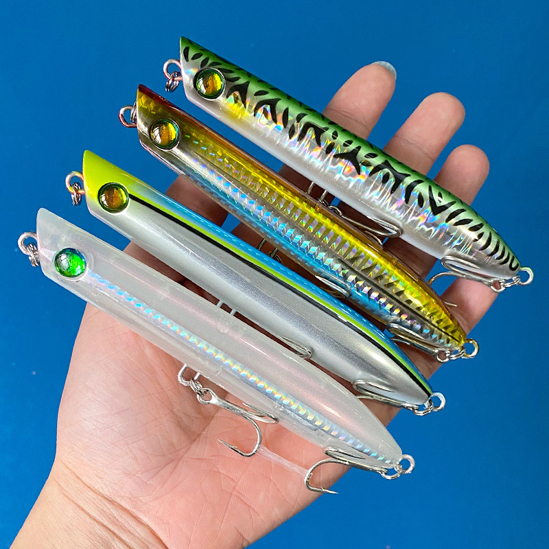 精品远投路亚饵水面铅笔13厘米32克大之字狗波爬鱤鱼X翘嘴海钓假