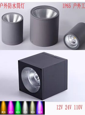 LED户外防水筒灯明装方形阳台雨棚澡堂浴室10w20W射灯12vW24V110V