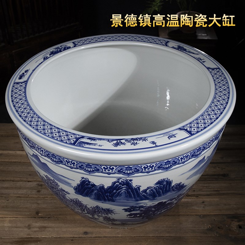 大型陶瓷流水喷泉鱼缸陶罐水循环造景古法鱼缸客厅阳台落地大水缸