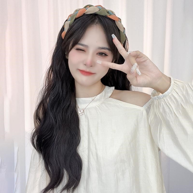 厂家发箍假发可拆卸短发水波纹卷发蓬松自然长直发半头套女图片