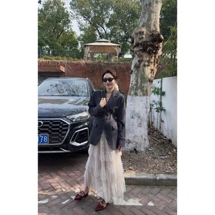 开春穿搭一整套韩系高级感宽松长袖西装外套高腰波点半身裙子套装