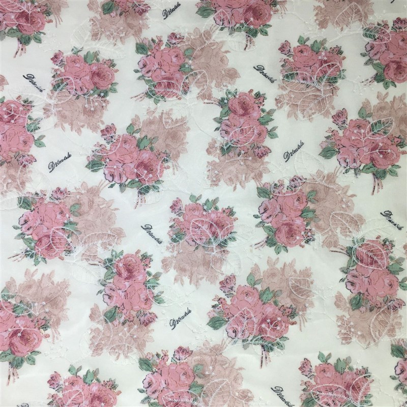 雪纺印花绣花面料棉布刺绣镂空中式旗袍服装连衣裙多色绣花布料