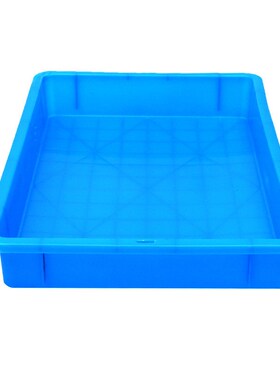 蓝色2号浅盘食品面包周转塑料箱长方形大号浅口塑料Y方盘豆腐浅盘