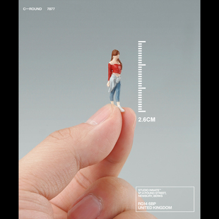 64红衣长发女生人偶模特微缩小人模型沙盘微拍场景道具手办摆件