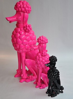 创意泰迪贵宾狗贵宾犬样板间电视柜动宠物时尚Q装饰玻璃钢雕塑摆