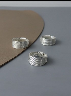 缠绕细丝纯银戒指简单精致小众设计高级感复古多层2022年新款指环