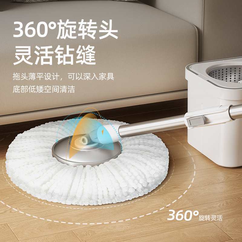 旋转拖把杆通用拖把桶免手洗地拖把家用一拖懒人拖地墩布桶拖布净