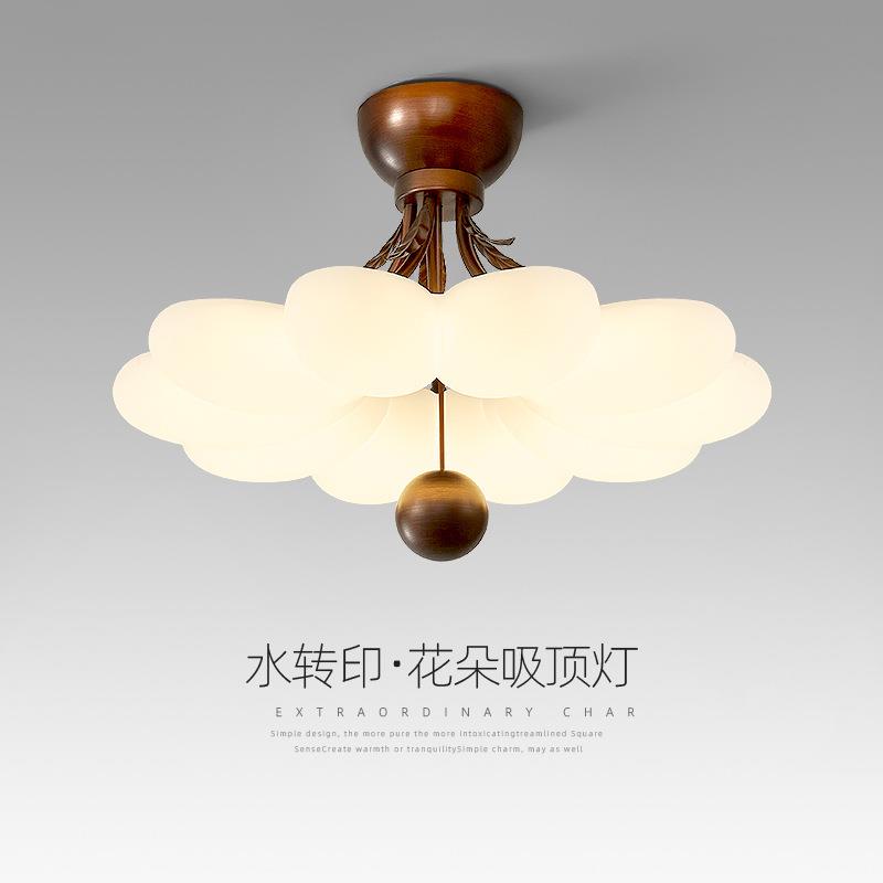 花朵吸顶灯护眼卧室灯中古风设计师创意新款儿童房灯个性艺术灯具