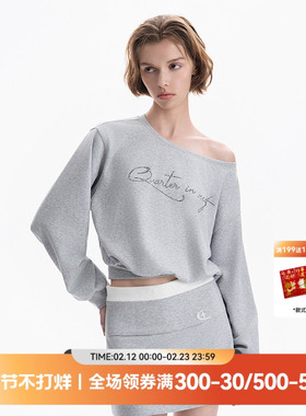 QUARTER IN NIGHT星月系列 2025春季新款双腰头撞色卫衣半裙