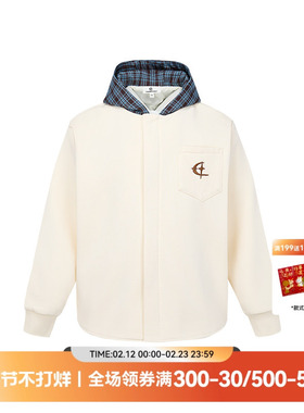 刘彰同款 QUARTER IN NIGHT拼接连帽衬衫 内搭叠穿美式复古休闲