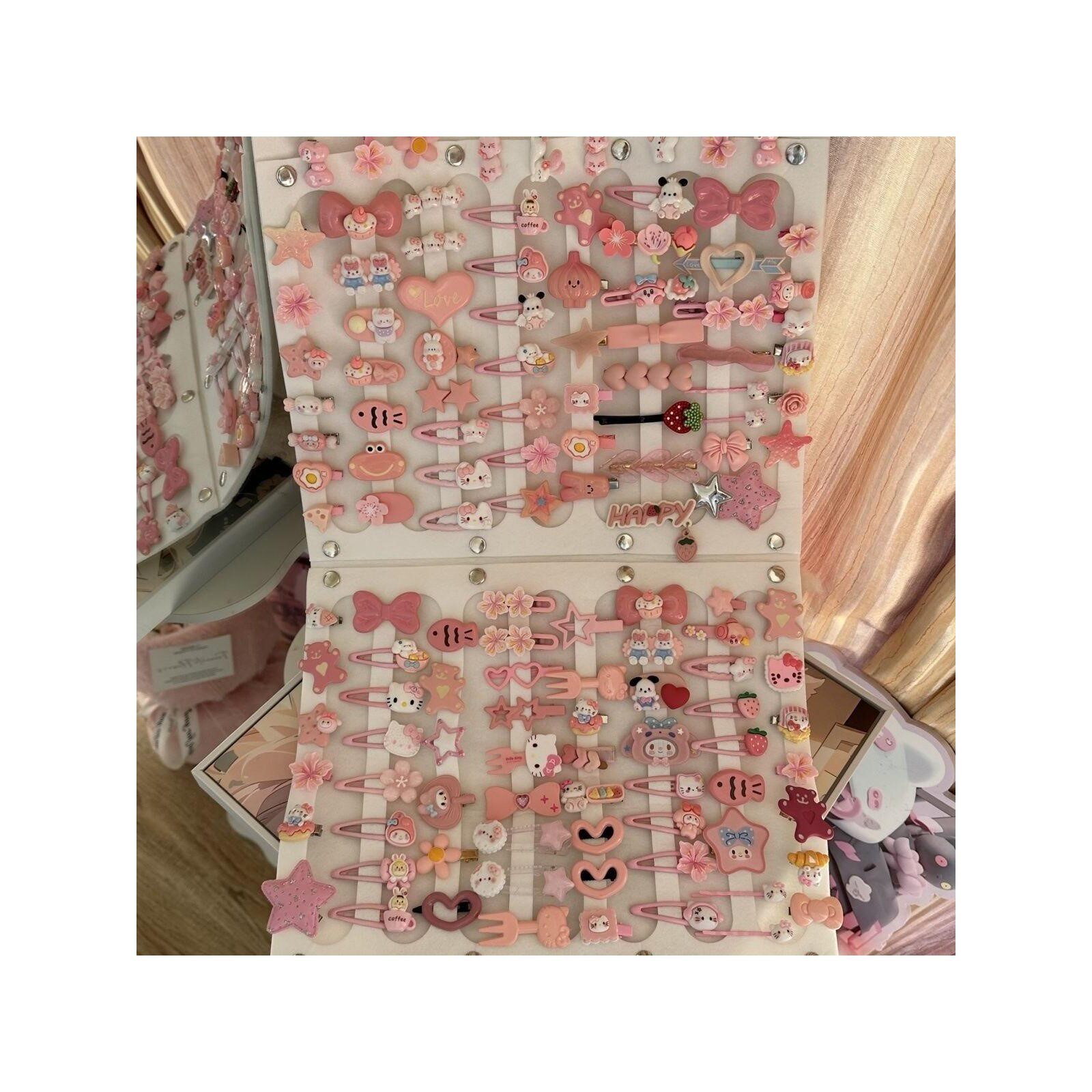 【粉色发夹30个】可爱发夹套装甜美少女心刘海夹日系卡通头饰组合