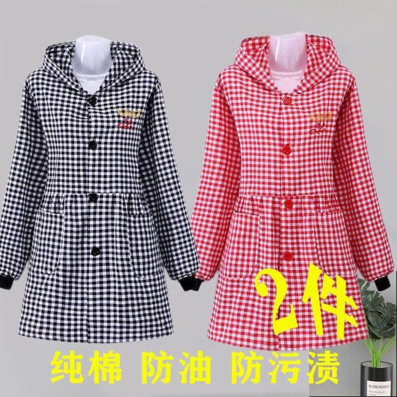 长袖围裙女加厚防油罩衣成人上班工作服棉套装正穿衣家用做饭外套