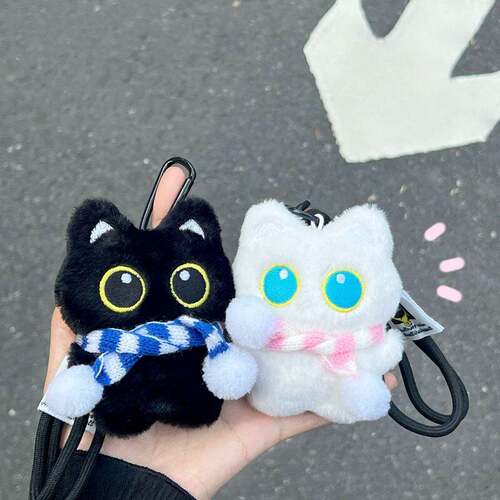 超萌情侣小猫毛绒公仔钥匙扣可爱学生书包小挂件ins风玩偶送闺蜜