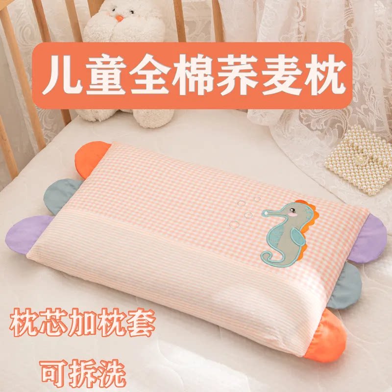 小孩枕头枕套吸汗枕芯宝宝幼儿园卡通可拆洗儿童整套枕头A类纯棉