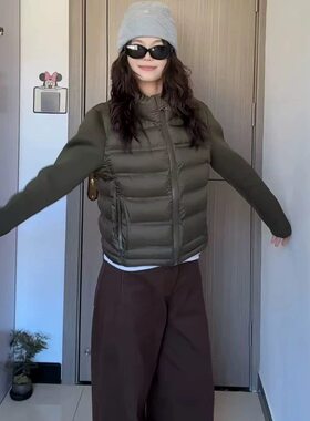 ZA家秋冬款排骨设计立领拼接棉服夹克羽绒棉轻薄短款外套女