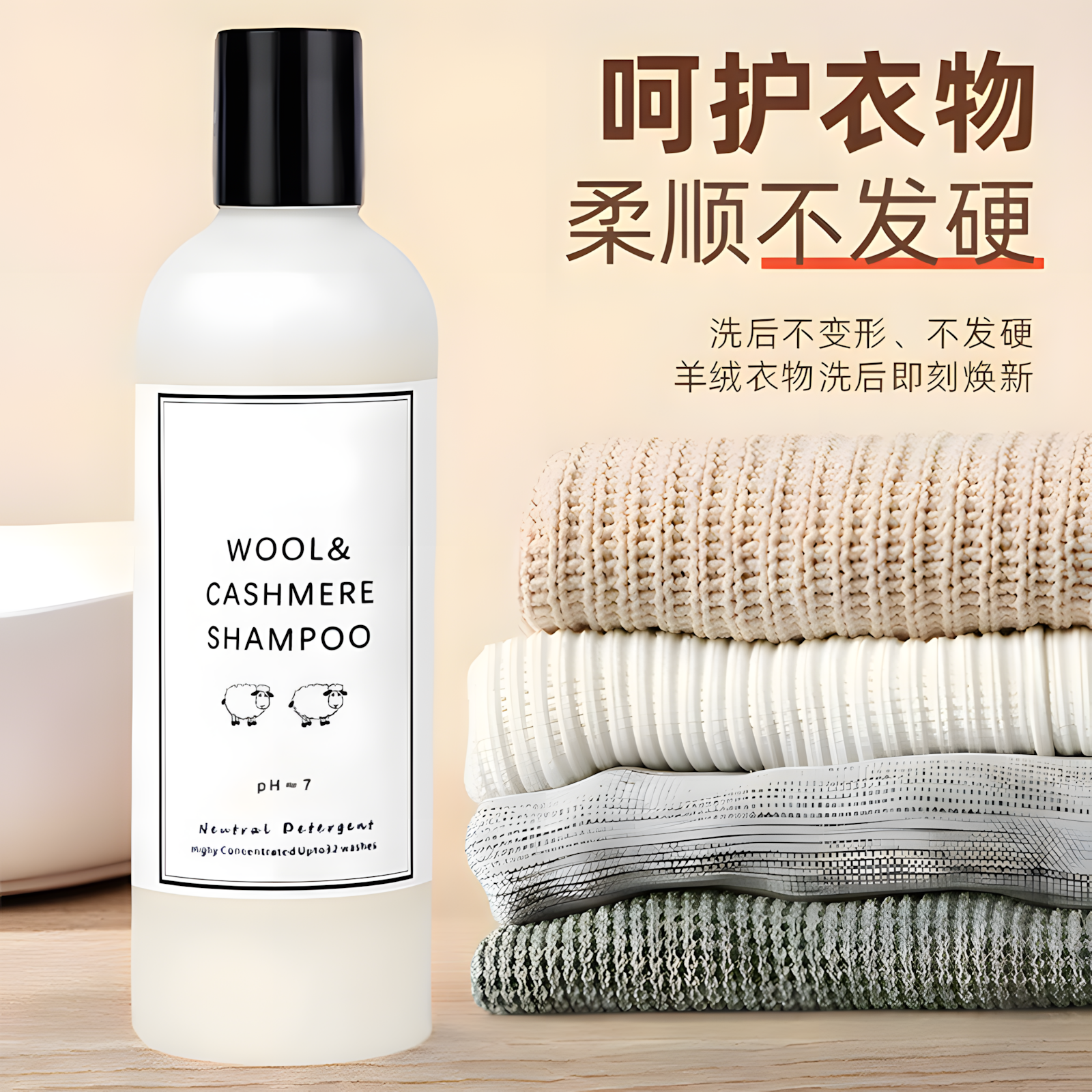 羊绒洗涤剂羊毛真丝专用洗衣液桑蚕丝自然柔软护色母婴衣服防缩水