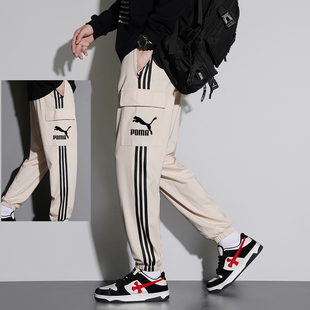 奥特莱斯2025秋冬季纯棉运动裤男加绒束脚工装裤休闲裤卫裤女长裤