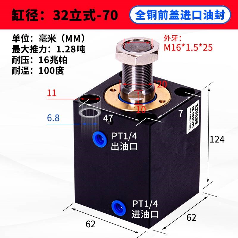 薄型缸模具液压油缸JOB方形立式外牙CX-SD20/32/40/50/63液压方缸