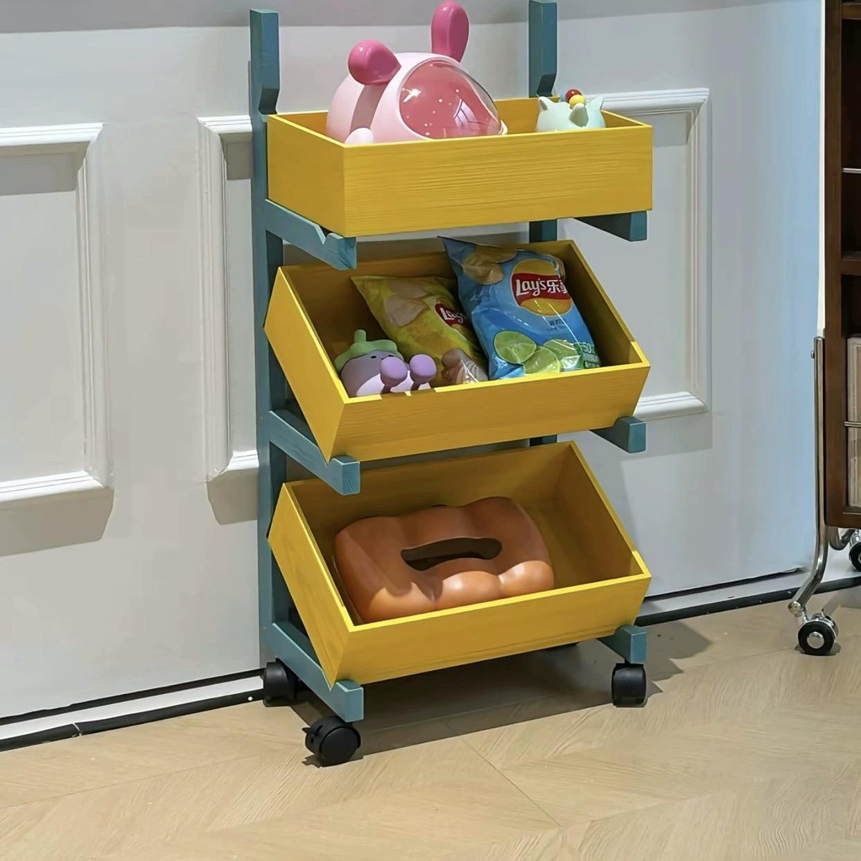 实木置物架多格收纳客厅陈列架饭厅厨房蔬菜木质展示架零食架