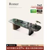 诚骏天然奢石茶桌现代轻奢2023新款 大平层设计师款 高端大理石茶台