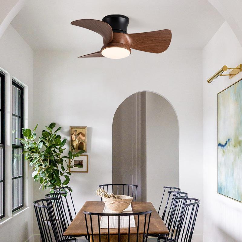 儿童69风扇新款彷木纹叶室吊扇灯灯简约现代家用大房风力带灯吊卧