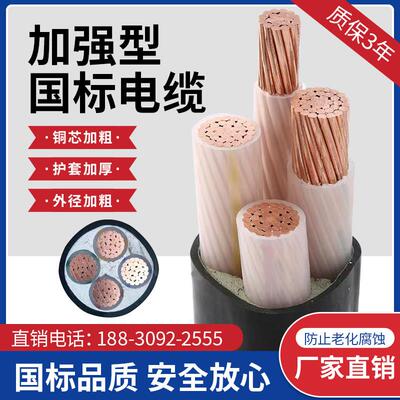 国标纯铜芯ZR-YJV22 3 4 5 芯150 185 240平方室外工程电缆线+1+2