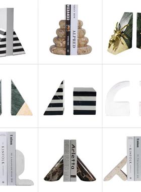 现代简单的家庭装饰可访问的豪华大理石正方形三角形几何书尾书尾