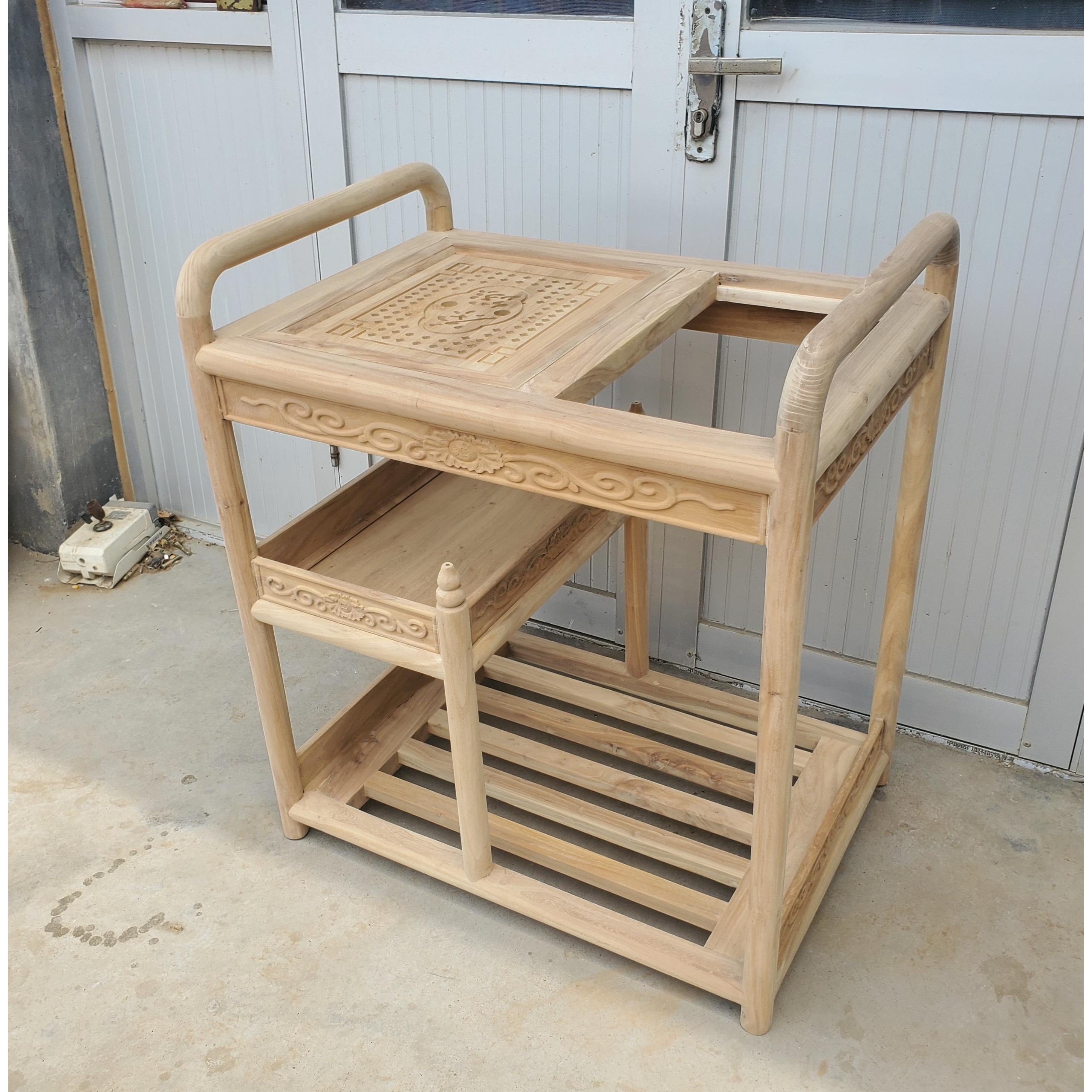 移动茶台家用小茶车榆木实木茶桌新中式茶几茶水柜阳台原木包邮简