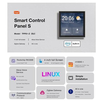 涂鸦智能官方海外4寸高清智慧TPP01-Z(EU)背景音乐主机对讲中控屏