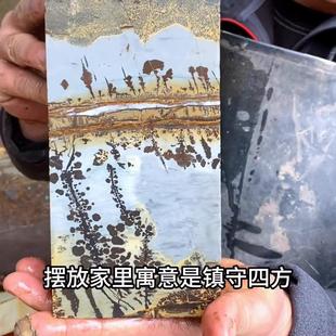 国画草花天然奇石花瓶笔筒四方柱实木底座摆件办公室玄关镇宅石头