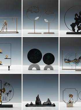 新中国风创意铁工艺饰品客厅室内艺术入口电视柜软装样板间配件