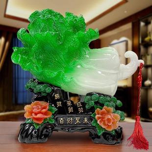 新中式 牡丹花百财白菜家里客厅电视柜酒柜家居饰品工艺品摆件摆设