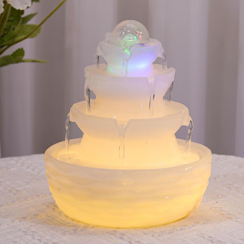 高端现代流水摆件循环水招财客厅装饰品小型茶台水车风水轮加湿器