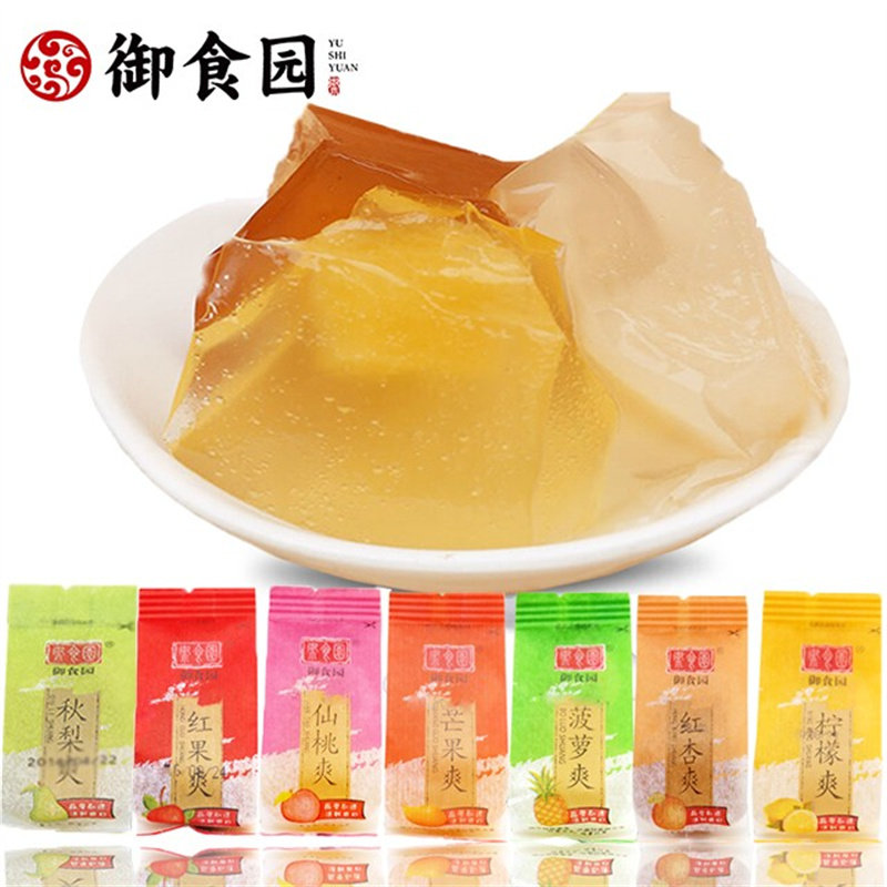 北京特产御食园果冻爽500g休闲食品秋梨红杏仙桃红果爽含果肉零食