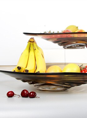 现代轻奢样板房间客厅茶几玻璃水果盘摆件室内装饰盘家用