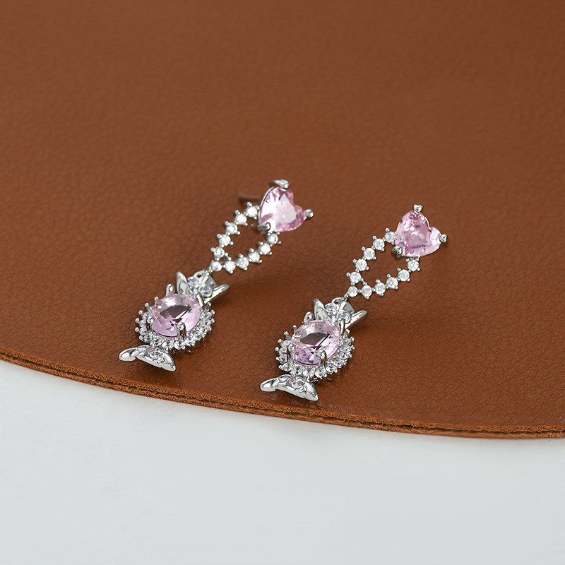 2023年新款微镶锆石气质耳钉女高级感糖果吊坠耳饰品轻奢流苏耳环