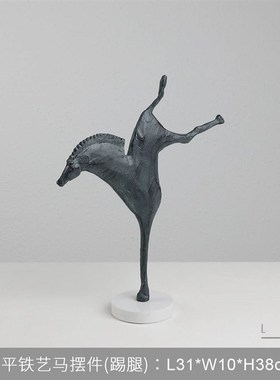 新中式黑色金属马摆件样板房售楼部卧室书房客厅桌面玄关软装饰品