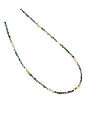 天然石项链时尚百搭个性风潮串珠项链彩色锁骨链淡水珍珠小众春夏