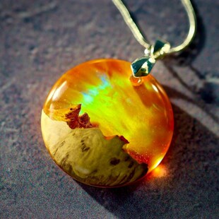 晚霞树脂夜光吊坠发光项链个性胶手工情侣男女生日礼物