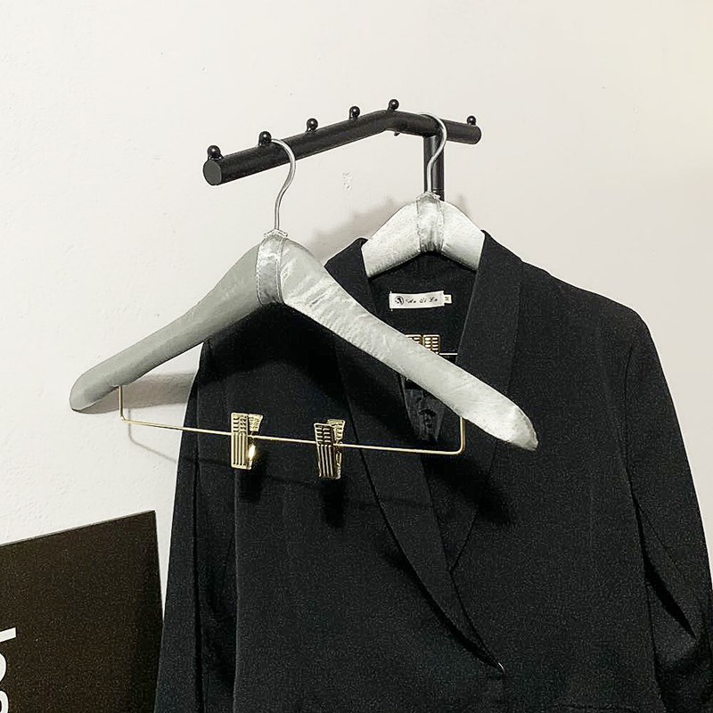 欧式宽肩西服棉麻布艺裤架裤v夹手工防滑大衣架实木男士衣挂衣撑