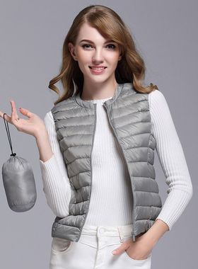 无领新款羽绒马甲女秋冬短款修身y轻薄韩版内穿坎肩服2024背心外