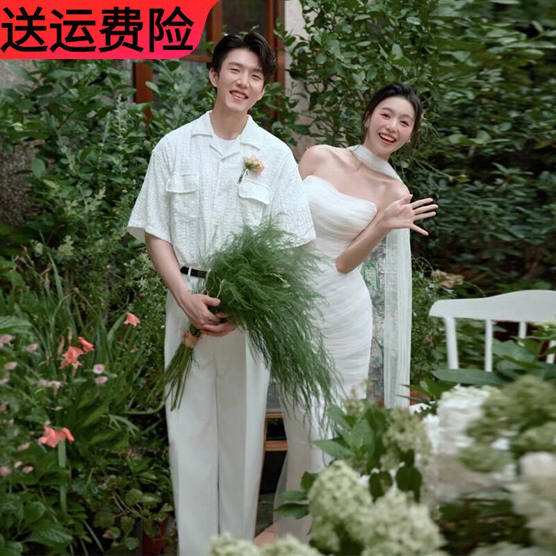 影楼主题服装森系抹胸婚纱高w级感情侣写真摄影旅拍轻纱外景出门