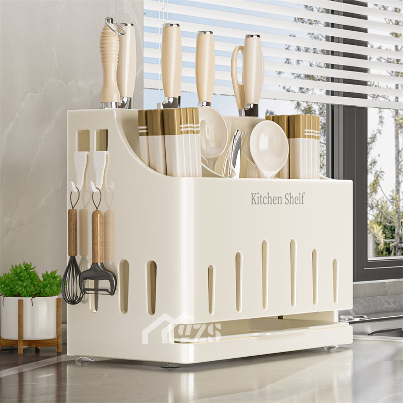 刀架厨房置物架整装壁挂式新款刀具筷子筒一体收纳架多功能置物架