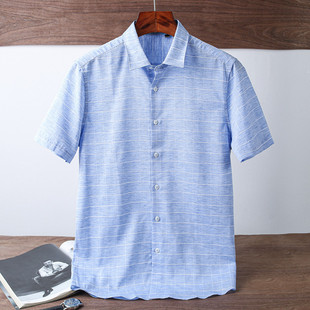 2021夏季 衬衫 新款 商务休闲短袖 中年男衬衣 男士 棉麻格纹清爽系列