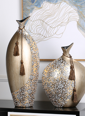 欧式时尚花瓶创意家居装饰品客厅电视柜玄关美式摆件奢华陶瓷贴花