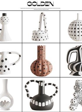 黑白色波点简约高级感酒柜摆件客厅小众艺术品摆设现代桌面装饰品